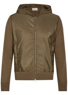 Moncler Logo-appliquéd Hooded Shell and Cotton-blend Jacket Green