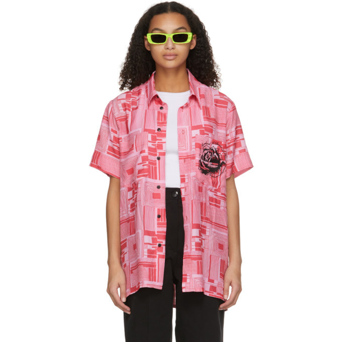 Photo: SSENSE WORKS SSENSE Exclusive Jeremy O. Harris Pink Print Rose Bowling Shirt