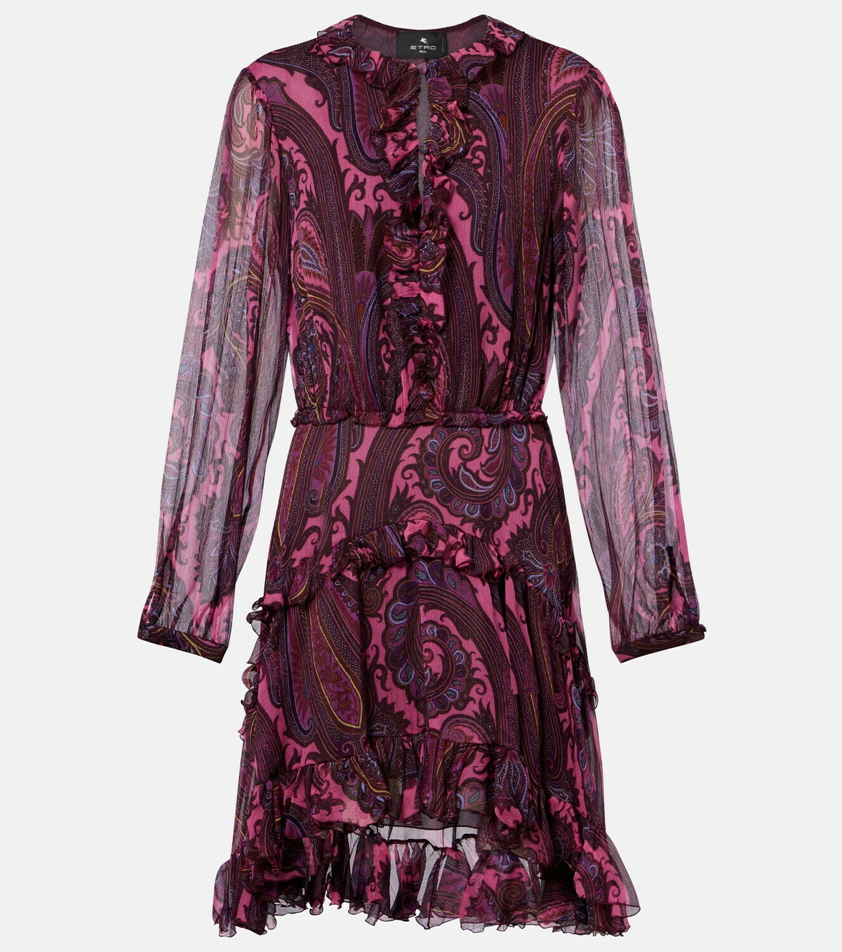 Etro Paisley ruffled silk minidress