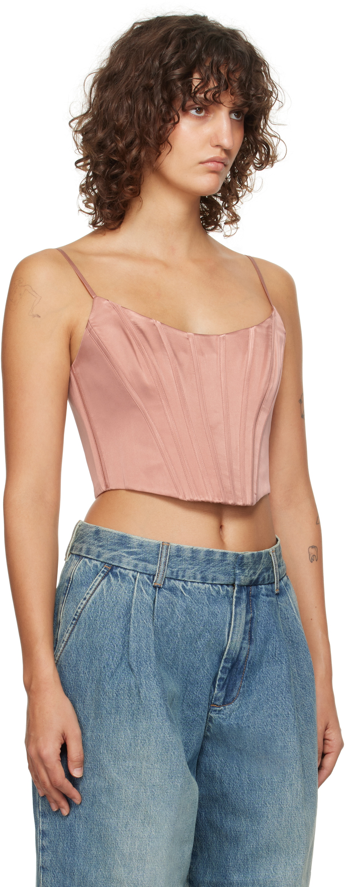 ZIMMERMANN Pink Silk Corset Top