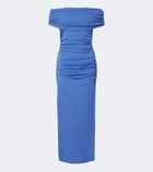 Carolina Herrera Ruched off-shoulder jersey midi dress