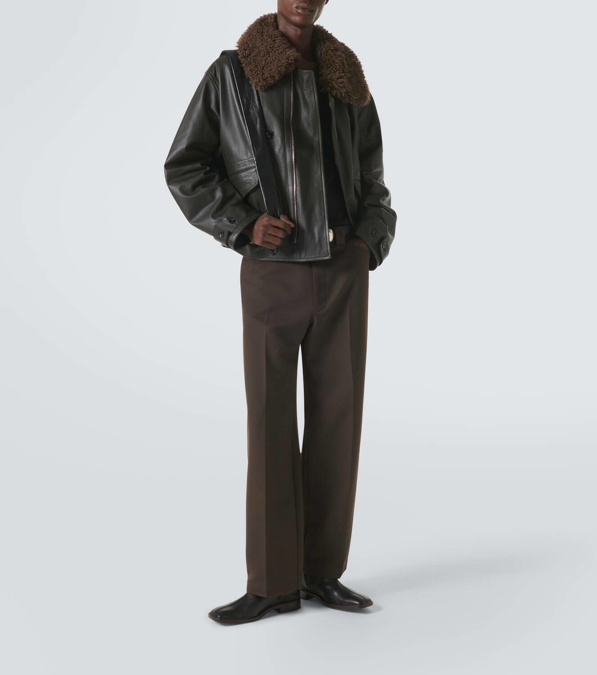 Lemaire Shearling-trimmed leather jacket Lemaire