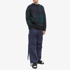 Sacai Men's Black Watch Tartan Crew Knit in Dark Green