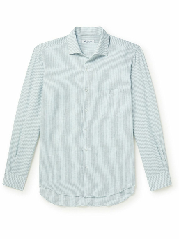 Photo: Loro Piana - Andre Garment-Dyed Striped Linen Shirt - Blue