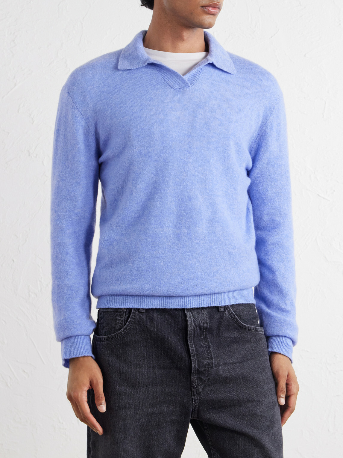 Altea - Wool and Cashmere-Blend Polo Sweater - Blue