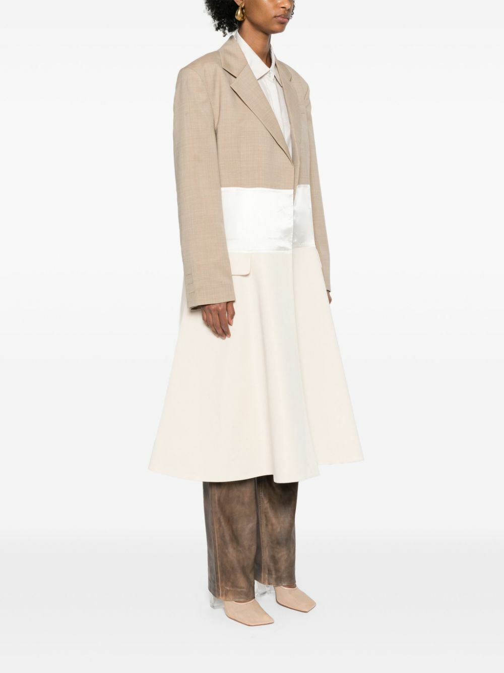 Peter Do Neutral Panelled Single-Breasted Coat