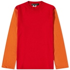 Comme des Garçons Homme Plus Men's Contrast Sleeves Crew Knit in Red/Orange