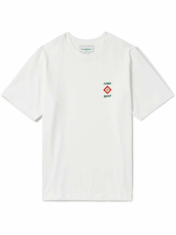 Photo: Casablanca - Casa Sport Logo-Print Organic Cotton-Jersey T-Shirt - White