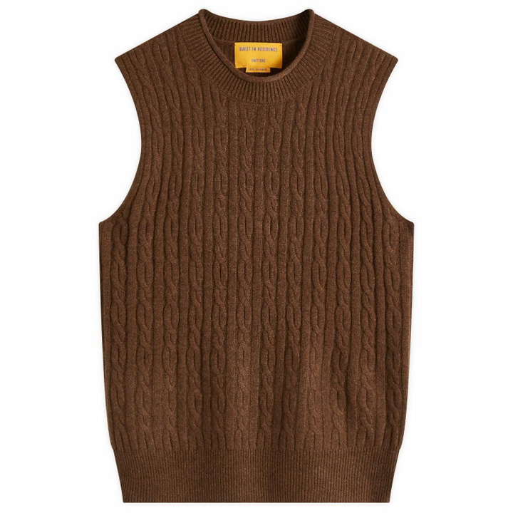 Photo: GUEST IN RESIDENCE Women's Cable Vest In Cashmere in Chestnut