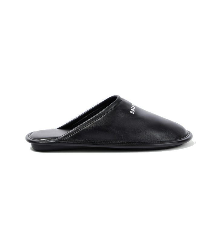 Photo: Balenciaga - Logo leather slippers