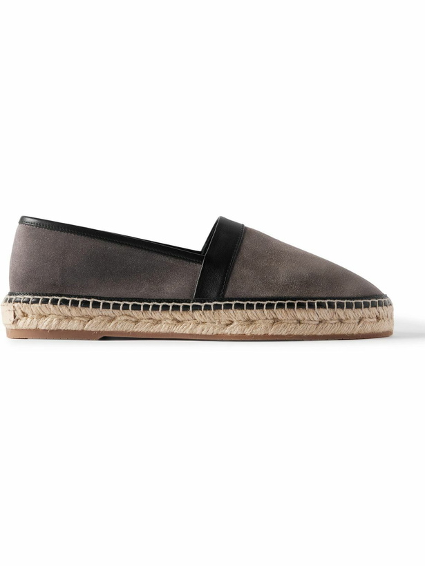 Photo: Manolo Blahnik - Nerano Leather-Trimmed Suede Espadrilles - Gray