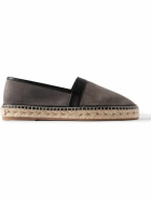 Manolo Blahnik - Nerano Leather-Trimmed Suede Espadrilles - Gray
