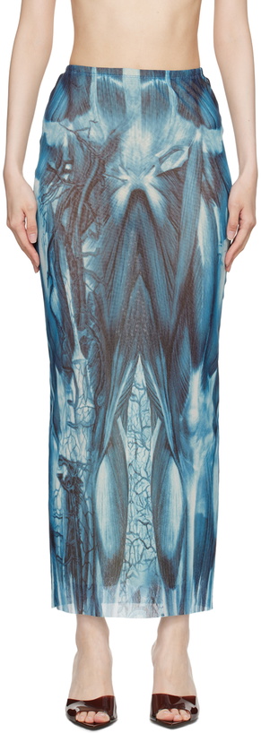 Photo: Jean Paul Gaultier Blue 'The Écorché' Maxi Skirt