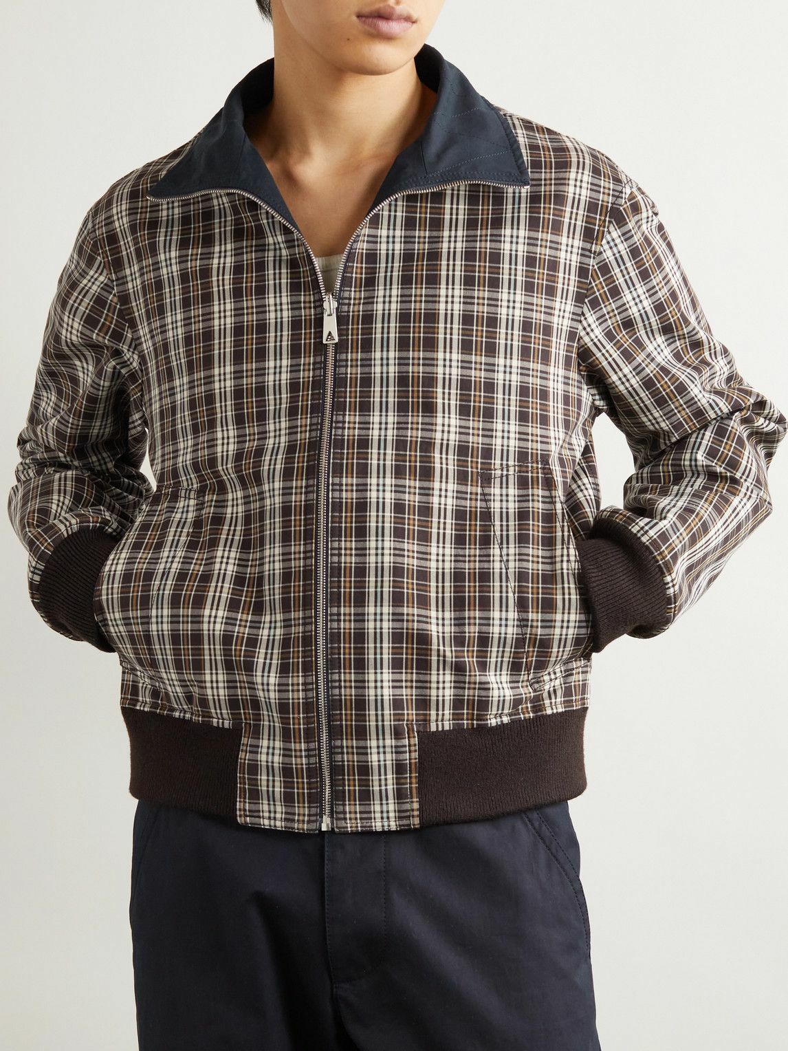 ジャケット・アウター BOTTEGA VENETA Reversible Cotton Blouson Bottega Veneta Reversible Checked Cotton Blouson - Blue | Editorialist