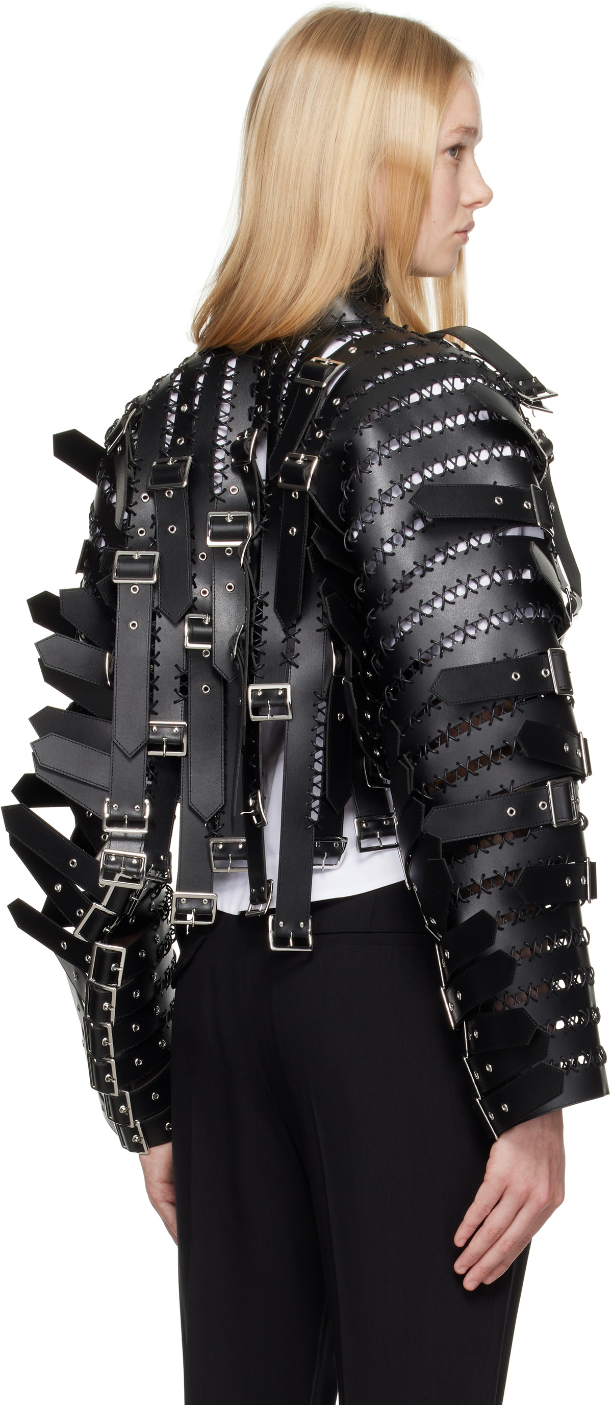 Noir Kei Ninomiya Black Synthetic Faux-Leather Jacket Noir Kei