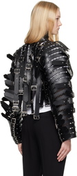 Noir Kei Ninomiya Black Synthetic Faux-Leather Jacket
