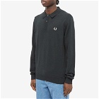 Fred Perry Authentic Men's Long Sleeve Knit Polo Shirt in Night Green