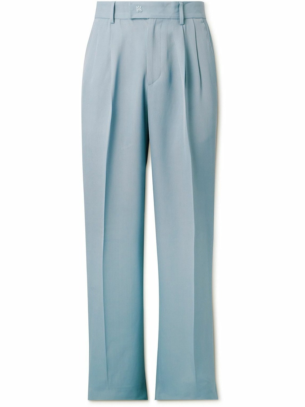 Photo: AMIRI - Straight-Leg Pleated Twill Trousers - Blue