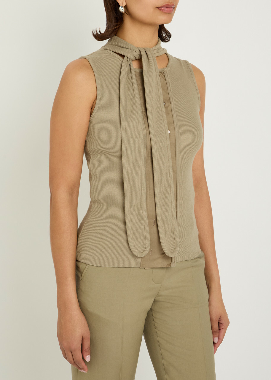 Lemaire Scarf-effect Cotton-blend top Sage