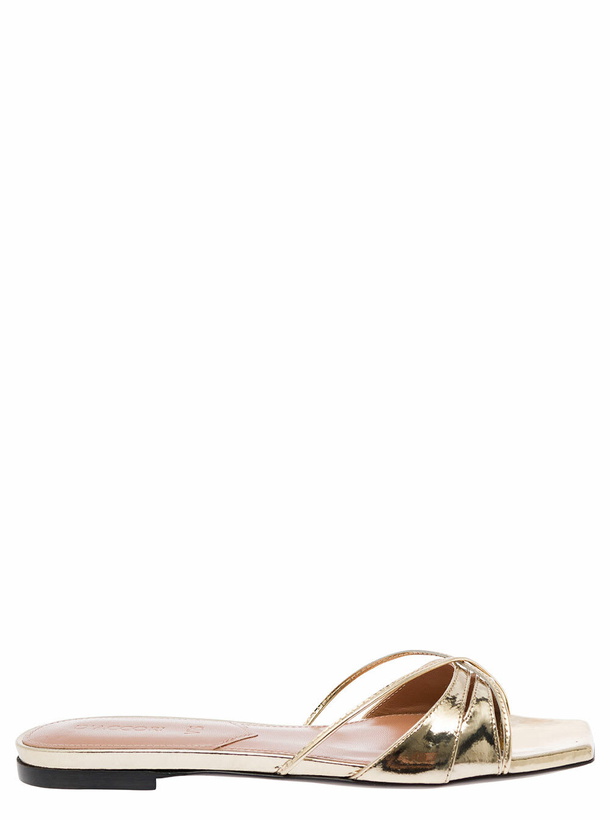 Photo: D'Accori lust Gold-colored Flat Sandals With Criss-cross Straps In Metallic Fabric Woman
