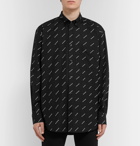 Balenciaga - Button-Down Collar Logo-Print Cotton-Poplin Shirt - Black
