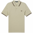 Fred Perry Men's Twin Tipped Polo Shirt in Warm Grey/Brick