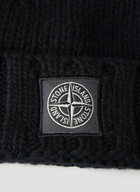 Compass Patch Beanie Hat in Black