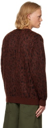 WACKO MARIA Burgundy Leopard Cardigan