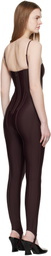 Mugler Burgundy Boned Stretch Catsuit