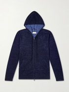 PIACENZA 1733 - Knitted Silk and Linen-Blend Zip-Up Hoodie - Blue