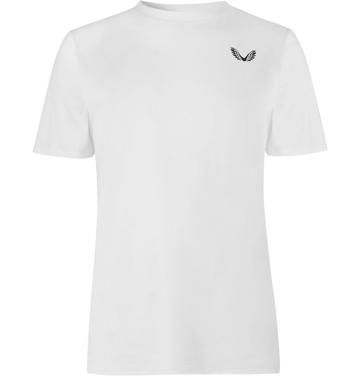 Photo: CASTORE - Karlsson Logo-Print Stretch-Mesh T-Shirt - White