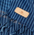 Il Bussetto - Indigo-Dyed Fringed Striped Cotton Scarf - Blue