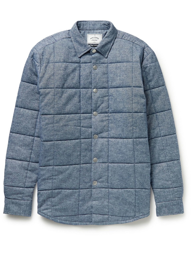 Photo: Portuguese Flannel - Quilted Padded Cotton-Flannel Overshirt - Blue