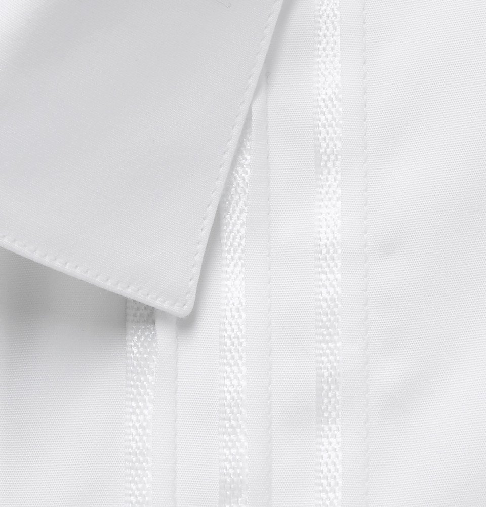 Lanvin - White Slim-Fit Bib-Front Satin-Trimmed Cotton-Poplin Tuxedo Shirt - Men - White