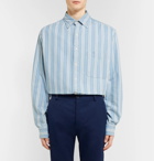 Balenciaga - Oversized Button-Down Collar Striped Denim Shirt - Men - Light blue