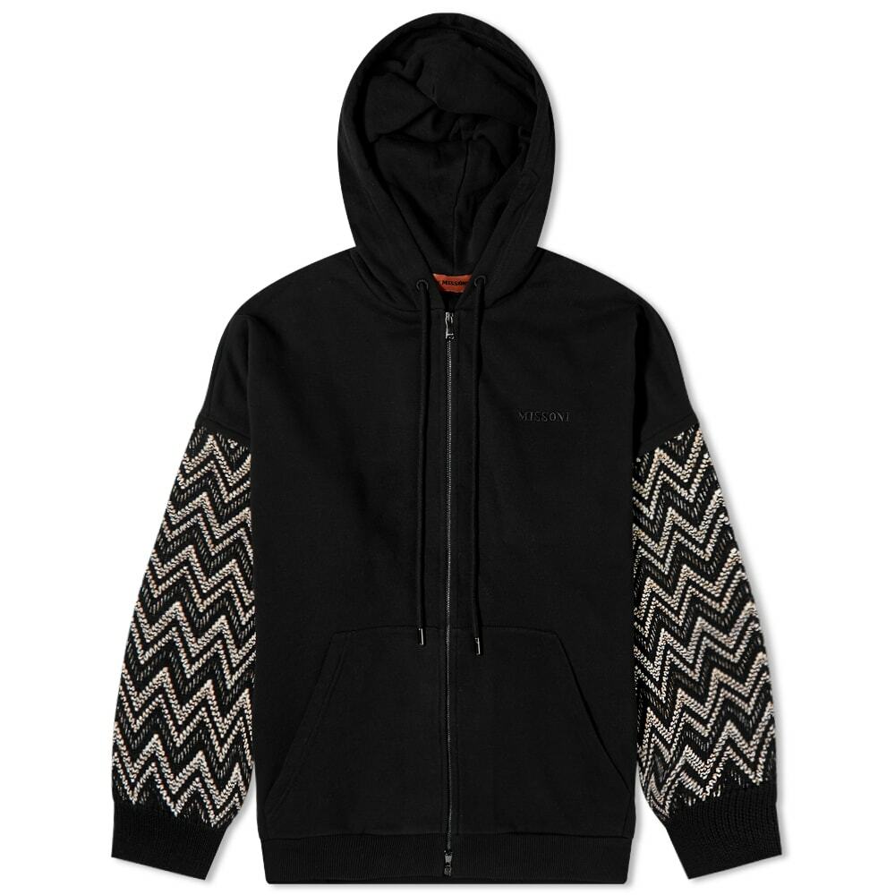 Missoni Women's Zig Zig Zip Off Sleeve Hoodie in Black Beauty Missoni