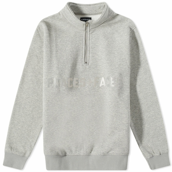 Photo: PLACES+FACES Men's Logo 1/4 Zip Sweat in Grey