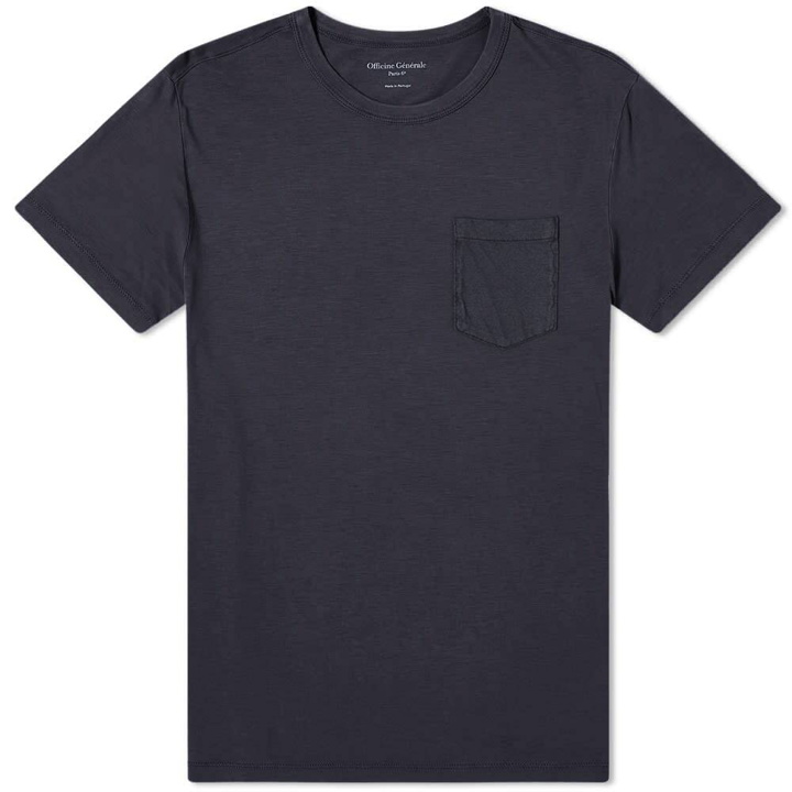 Photo: Officine Générale Men's Pigment Dyed Pocket T-Shirt in Dark Navy