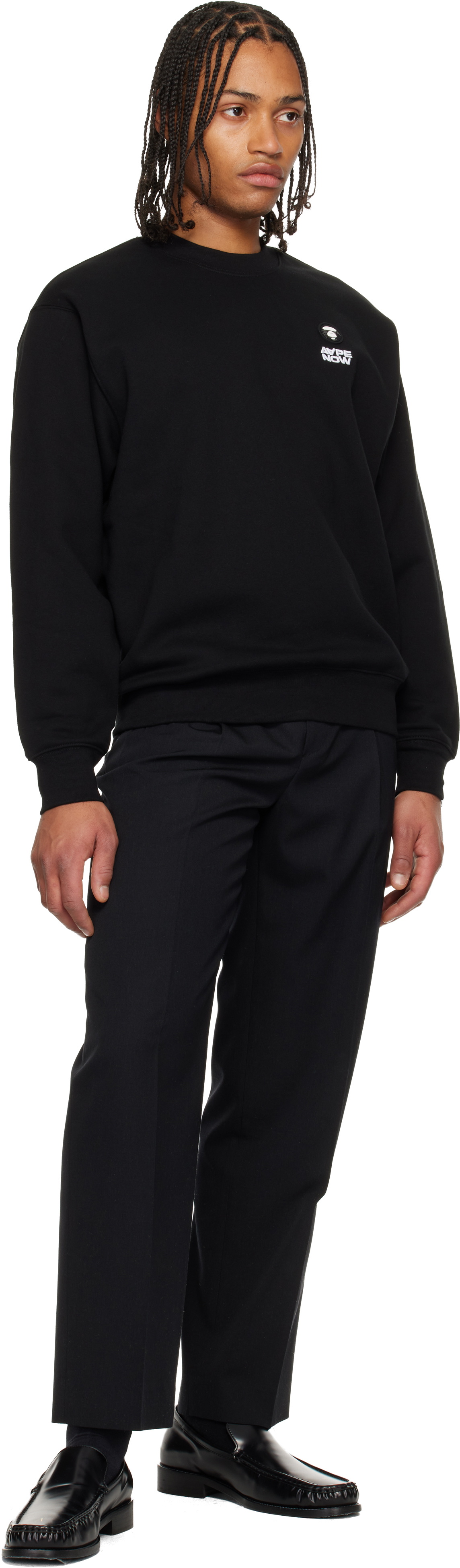 AAPE by A Bathing Ape Black 'AAPENOW' Moonface Crew Neck Sweatshirt