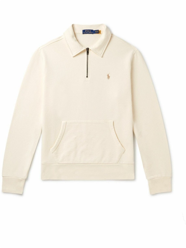 Photo: Polo Ralph Lauren - Logo-Embroidered Cotton-Jersey Half-Zip Sweatshirt - White