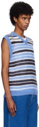 Marni Blue Fuzzy Wuzzy Striped Vest