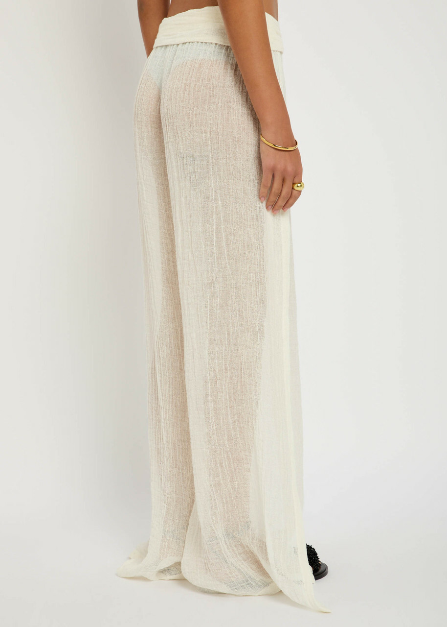 Lisa Marie Fernandez Linen-blend Wide-leg Trousers White