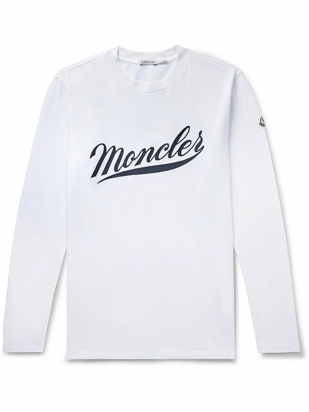 Photo: Moncler - Logo-Embroidered Cotton-Jersey T-shirt - White