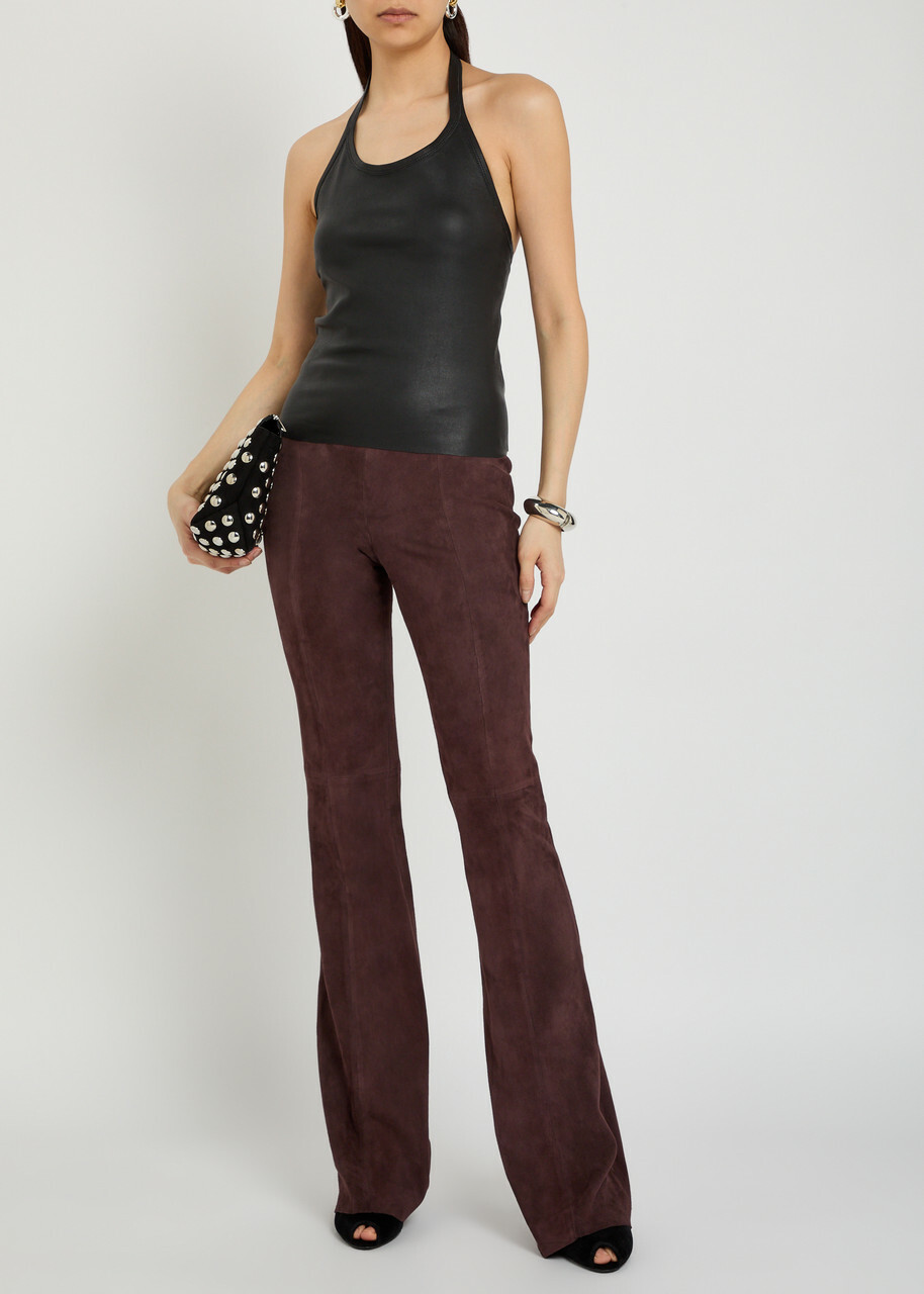Stouls Cherry Halterneck Stretch-leather top Black