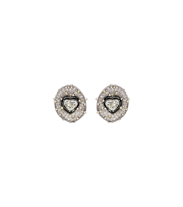 Photo: Kamyen 18kt white gold earrings with diamonds and enamel