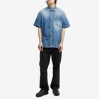 Givenchy Men's Short Sleeve Denim Shirt in Indigo Blue