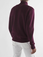 Agnona - Leather-Trimmed Cashmere Half-Zip Sweater - Burgundy