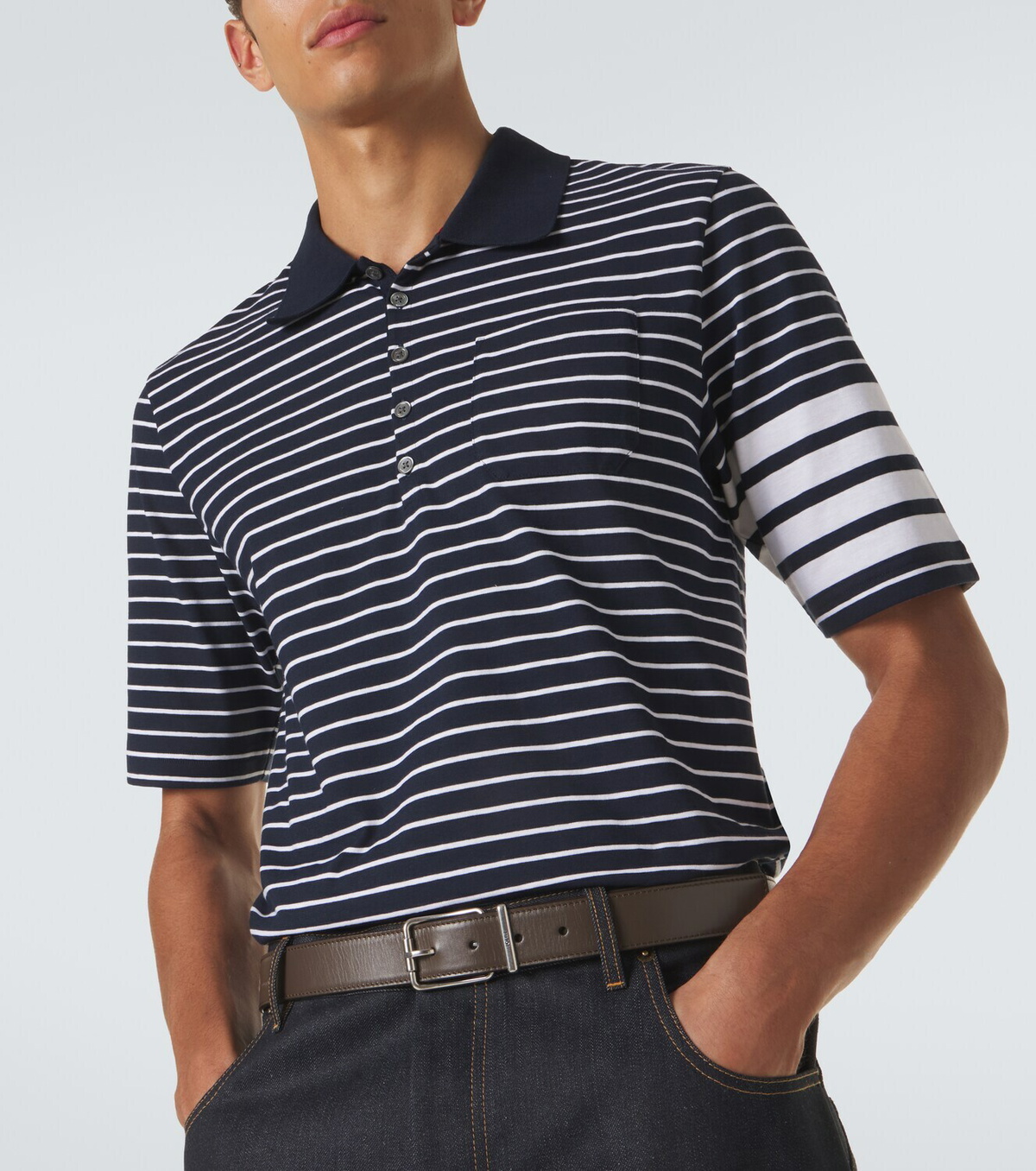 Thom Browne 4-Bar striped cotton polo shirt