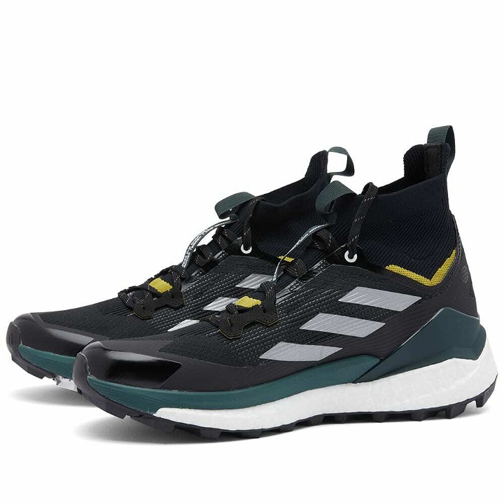 Photo: Adidas Men's Terrex x And Wander Free Hiker 2 Sneakers in Core Black/Matte Silver/Pulse Olive