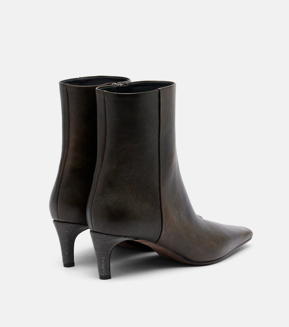 Brunello Cucinelli Monili leather ankle boots
